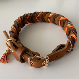 2025 lujo al por mayor logotipo personalizado caminar cómodo cuero suave trenzado mascota perro gato Collar - Product Image 2