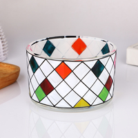Vente en gros de bougeoirs à effet vitrail personnalisés, motif géométrique en diamant, pot peint à la main, décoration de mariage et de la maison, en vrac
