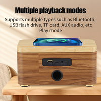 Altavoz Inalámbrico de Madera con Carga Inalámbrica RGB de 15 W con Resistencia al Agua IPX4 para Actividades al Aire Libre, Cine en Casa y Uso con Teléfonos Móviles