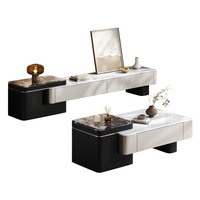 Ensemble Table Basse et Meuble TV en Pierre Technologique Luxe Léger, Style Moderne Rétractable pour Petits Salons, Nouveau Modèle 2026