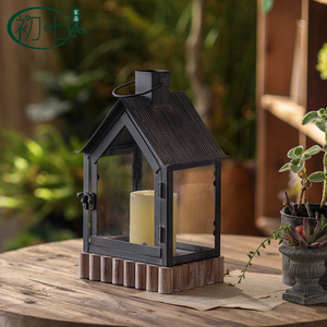 Porte-bougie en fer de style européen en forme de maison, lanterne durable pour décoration extérieure de jardin et de terrasse - Product Image 5