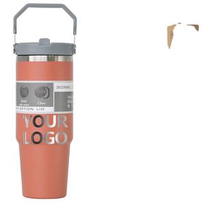 Gobelets personnalisables de 20 oz et 30 oz pour thé et café, en acier inoxydable sans BPA, avec couvercle et paille rabattable - Product Image 4