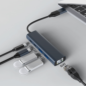 อุปกรณ์คอมพิวเตอร์<span class=keywords><strong>3</strong></span> in 1 USB C 5V HUB Type C เพื่อ RJ45 1000Mbps USB ฮับ Type-C Splitter Docking Station <span class=keywords><strong>3</strong></span> in 1สำหรับแล็ปท็อป - Product Image 4