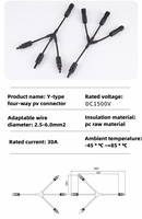 Connecteur en Y Premium Mc.4 3 en 1, solution étanche IP68 pour systèmes solaires, 1500V 30A