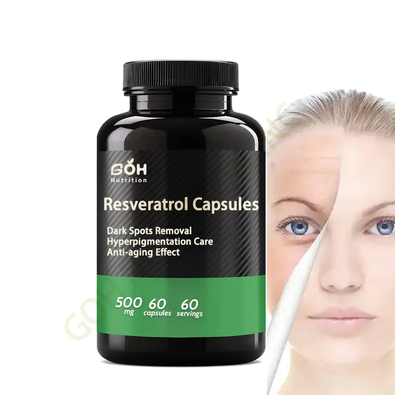 GOH Fábrica Fornecimento Resveratrol Cápsulas para Anti envelhecimento Resveratrol Extrato 500 mg