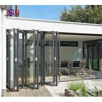 Porte pliante ultra-étroite en alliage d'aluminium et verre, système de pliage moderne pour entrée extérieure et salle de bain