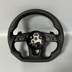 Volant sport en cuir <span class=keywords><strong>noir</strong></span> pour <span class=keywords><strong>Audi</strong></span> B8/B9 A3/A4/A5/A6/A7/A8/Q5/Q7/Q8/TT/R8/S6/RS6/RS7/S7 - Aluminium/Carbone - Product Image 1