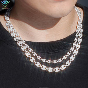 Chaîne cubaine unisexe en argent 925 plaqué or 18 carats avec moissanite VVS certifiée GRA, coupe brillant ronde, style hip-hop, effet « ice out » et motif « nez de cochon » - Product Image 6