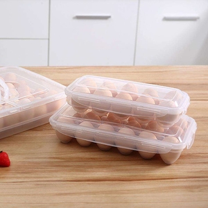 Contenedor de almacenamiento de huevos de plástico portátil, soporte transparente para huevos con tapa para refrigerador, caja organizadora de cocina - Product Image 4