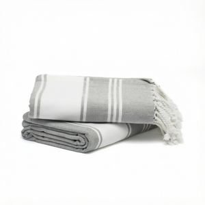 Serviette de plage en coton turc personnalisée Msf, rayée, style hammam, à franges, recyclée, sans sable, pour voyage et spa - Product Image 1