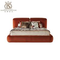 Lit double en tissu orange de luxe BS, nouveau design, pour villa, chambre à coucher, lit double créatif haut de gamme pour villa