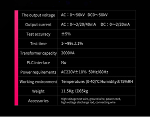 Probador de Resistencia a Voltaje Rek RK2674C, Probador Hi-POT, Voltaje 0-50kV, Corriente AC 0-40mA DC0-20mA, Precisión 5% - Product Image 6