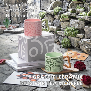 Taza de cerámica creativa con diseño de grafiti, tazas de <span class=keywords><strong>café</strong></span> y té simples de gran capacidad para la tarde, regalos de negocios - Product Image 2