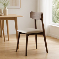 Chaise de salle à manger moderne en chêne massif avec revêtement en cuir, style luxe léger et écologique, pour usage domestique