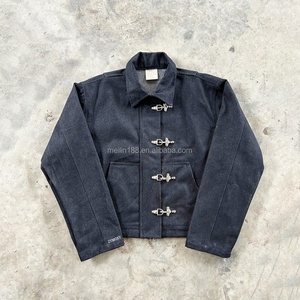 OEM High Quality Factory Custom 100% Cotton Heavyweight 14 Oz Jeans <b>Denim</b> Jackets for Men <b>Coat</b> <b>Denim</b> Fireman Clasp Jackets - Product Image 3