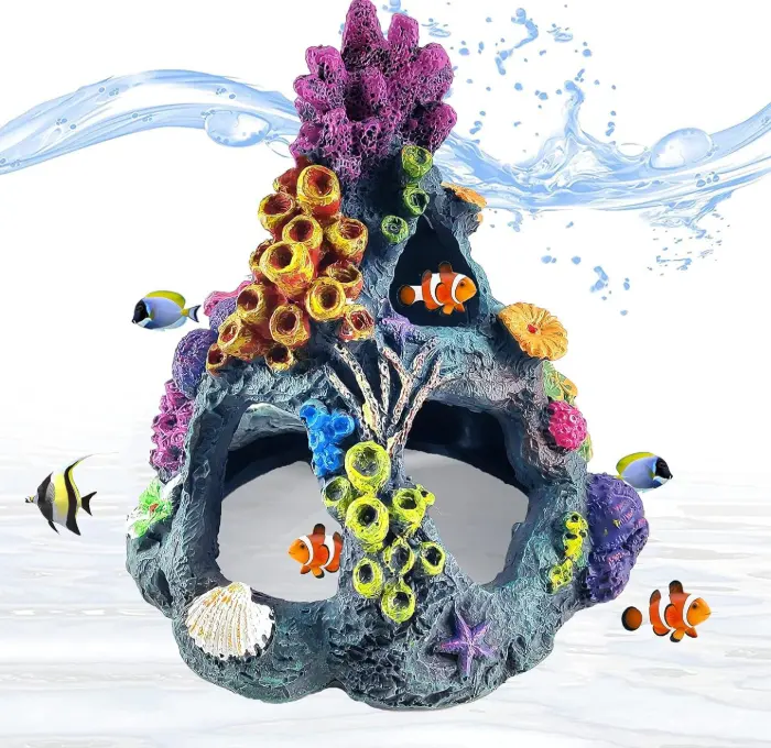 Aquarium Decoration Aquarium creative set coral island conch shell wigwam resin water plants
