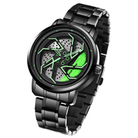 Montre-bracelet sport pour homme NS Never Stop N942, unique, à quartz rotatif, avec jante de voiture, étanche, bracelet en acier inoxydable, vente en gros