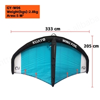 GY GY-W06 Wing Foil Tabla de Surf Inflable - Negro/Azul Tamaños 4m/5m/6m Ligera y Duradera de Fibra de Carbono Resistente al Agua Salada