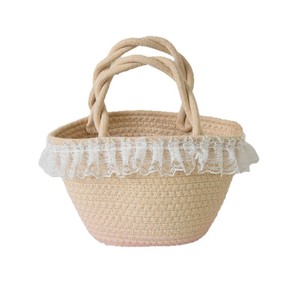 Sac à main en paille pour femme, forme demi-lune, avec dentelle et bouton perlé, sac bandoulière portable pour la plage et les voyages, collection Printemps 2025 - Product Image 2