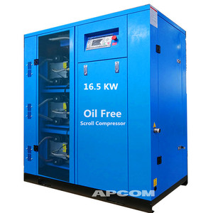 เครื่องอัดอากาศแบบสโครลไร้น้ำมัน APCOM ระบายความร้อนด้วยอากาศ แบบติดตั้งถาวร ใช้ไฟฟ้ากระแสสลับ 380V สำหรับอุตสาหกรรม - Product Image 2