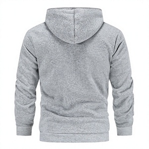 Sweat-shirt à capuche pour homme, gris et blanc, uni, décontracté, en polaire, coupe classique, vêtement d'hiver, poche vintage, respirant, doublé - Product Image 3