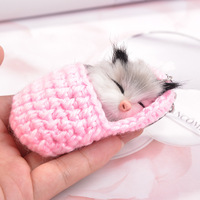 Porte-clés en peluche chat endormi, pochette tricotée, joli porte-clés, breloque de sac, doux, Kawaii, câlin, vente en gros, personnalisé, OEM, ODM