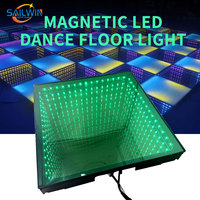 Dalles de sol lumineuses pour scène de fête 16x16 pieds, dalles de danse LED magnétiques sans fil 3D pour mariage en extérieur