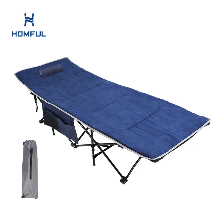 HOMFUL – lit pliant de Camping avec cadre en fer, lit de Camping avec coussin épais et confortable