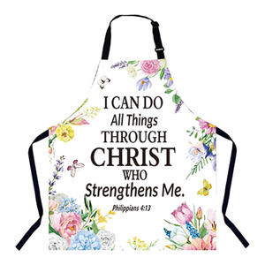 Tablier de cuisine sans manches en polyester, motifs floraux, motifs bibliques religieux, anti-salissure, pour la cuisine, vêtements de travail en gros - Product Image 4