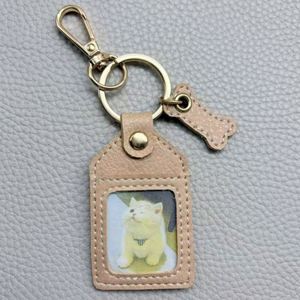 Vintage Style Pu Leather Keychain Cute Photo Holder Frame <b>Keyring</b> Trendy Bag <b>Charm</b> for Pet Lovers - Product Image 6