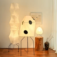 Lámparas de Pie de Diseño Artístico Contemporáneo, LED Blanco Cálido Regulable, Papel de Arroz, Acero Inoxidable, para Hotel