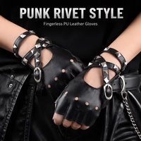 Gants demi-doigt pour femmes et filles, en Faux cuir, avec Rivets Punk, gants sans doigts, Costume de Performance