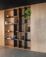 Mueble de Almacenamiento Modular Giratorio y Portátil, Moderno, Abierto, con Puertas Cerradas, Estante de Pared Personalizado de Madera Contrachapada para Sala de Estar y Comedor
