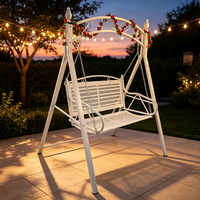 Fauteuil suspendu double en métal pour extérieur, structure en fer robuste, banc suspendu pour véranda 2 places avec coussin pour balcon et jardin