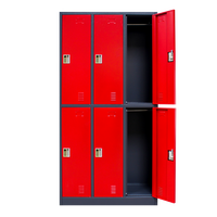 Casier de vestiaire métallique en acier à 6 portes pour personnel et étudiants d'école, idéal pour appartement et chambre