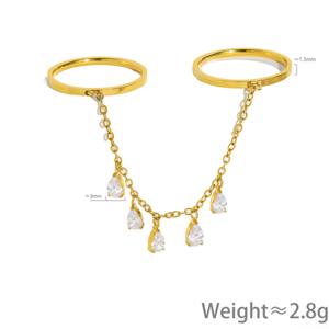 Anillo de borla de doble banda en dos tonos, dorado y plateado, 1 unidad - Joyería brillante de lujo ligero para el día a día - Product Image 5