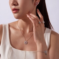 Ensemble de bijoux de Noël haut de gamme en argent sterling 925 plaqué or avec émail et zircon, 4 pièces, pour femme, style occidental, vente en gros