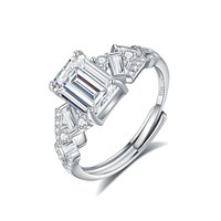 Bague Mlluki Moissanite en argent sterling 925, taille émeraude, 2 carats, forme cube de sucre 6x8 mm