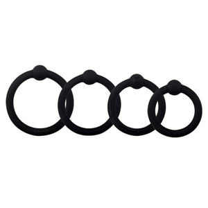 Set Cincin Penis silikon untuk pria, 4 buah mainan seks bergetar penunda ejakulasi dengan cincin Penis - Product Image 1