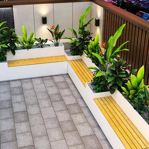 屋外錬鉄フラワートラフベンチ正方形の中庭植栽ボックス座席付き金属仕切りラック組み合わせ - Product Image 2