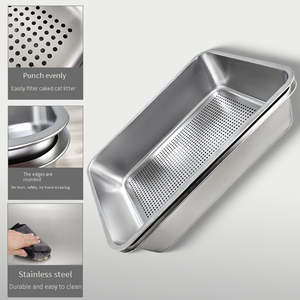 Nouveau bac à litière pour chat en acier inoxydable avec filtre Toilettes ouvertes détachables Fournitures pour animaux de compagnie en stock - Product Image 3