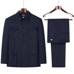 Completo Zhongshan Taglie Asiatiche, Giacca e <span class=keywords><strong>Pantaloni</strong></span> Multi-Tasca per <span class=keywords><strong>Uomo</strong></span>, Tinta Unita Stile Cinese, Set 2 Pezzi Sehe Fashionbisou - Product Image 3