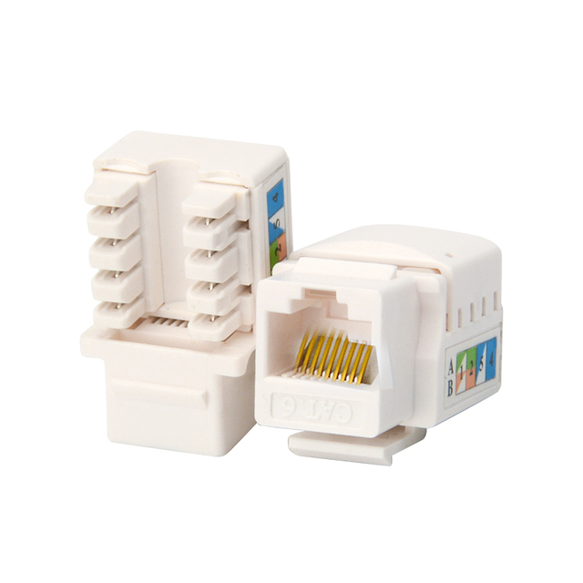 90 Degree UTP Cat6 Module Jack Network Module RJ45 RJ11 White for Tested Keystone Jack
