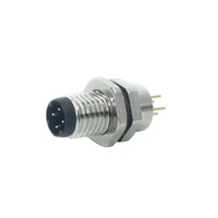 Conector Hembra de Latón Chapado en Oro de 4 Pines, Resistente al Agua IP67, M8A-M08-BQ, Montaje Trasero en PCB, para Sensor Automotriz