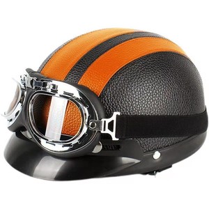 Skuter Listrik Retro Model Empat Musim Tipe Lingkaran Tanpa Slot 4-Suspensi Ringan Helm Setengah Kulit Keselamatan Bersepeda - Product Image 3