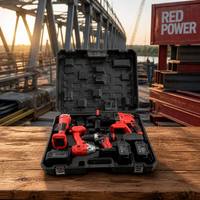 Großhandel Fabrikpreis Rote Serie Bürstenloser 4-in-1 Kombi-Set Hammer Schleifer Schraubenschlüssel Bohrer Professionelles Industrielles Elektrowerkzeug-Set