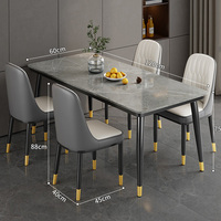 Ensemble de salle à manger 5 pièces de style moderne avec plateau en marbre blanc et chaises en velours pour la maison et l'hôtellerie