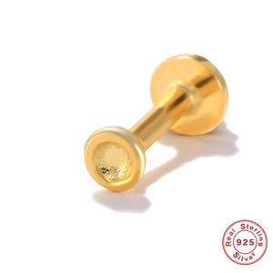Clous de piercing pour nombril en argent sterling S925, finition brillante, à dos plat, filetés, 16G - Product Image 6