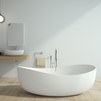 Baignoire autoportante en pierre de résine, baignoire de salle d'eau au design moderne d'hôtel, baignoire de surface solide en acrylique