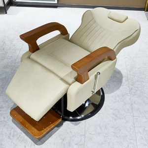 Fauteuil de Barbier Moderne Hydraulique Inclinable pour Salon, Siège Rembourré pour Studio de Coiffure avec Accoudoirs en Bois - Product Image 2